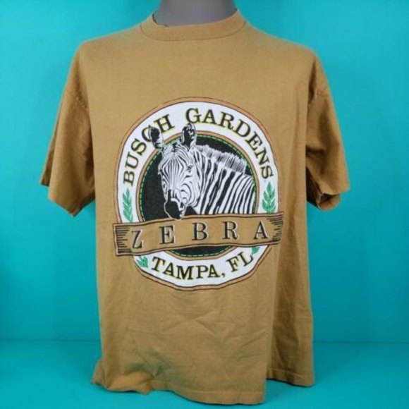Vintage Busch Gardens Zebra Animal Nature Gold T-Shirt 90s Size XL Single Stitch - Picture 3 of 9